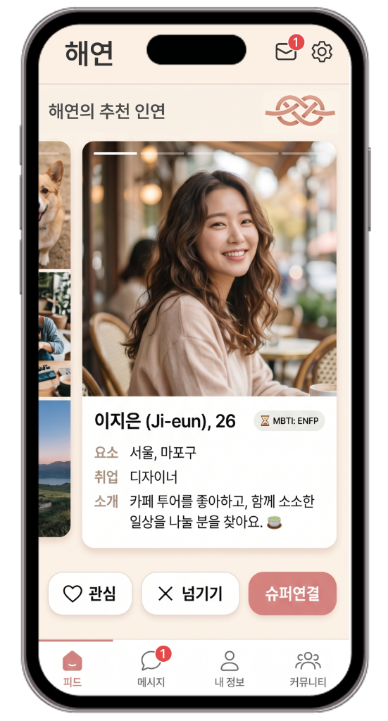 Haeyeon relationship matching app screen