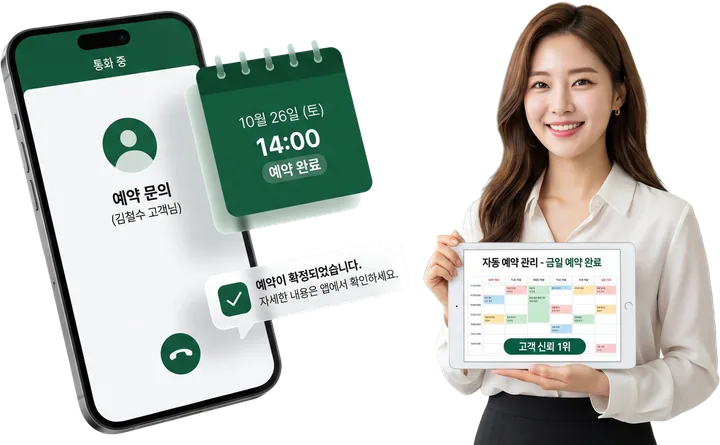 callAI 통화 예약 확정 화면과 예약 관리 대시보드